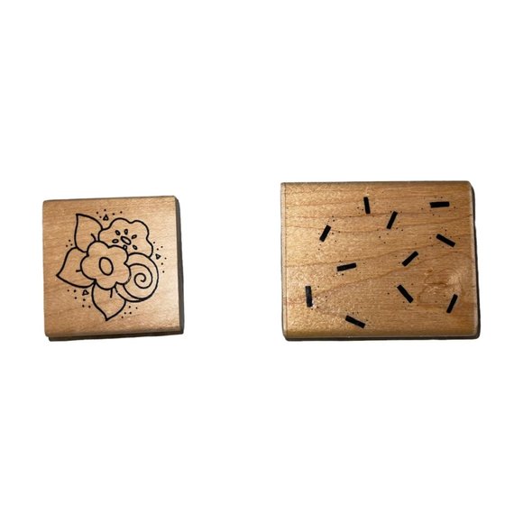 D.O.T.S. Other - Lot 2 Vintage DOTS Alias Smith & Rowe Wood Rubber Stamps Confetti Posey Bunch